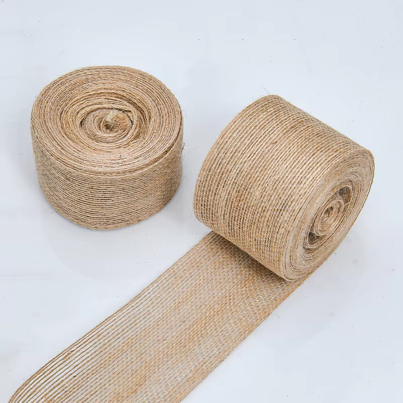 Ruban en toile de jute naturelle vintage