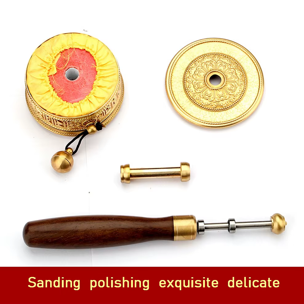 Roue de prière tibétaine à manivelle en cuivre pur, mantra à six rick, fournitures bouddhistes, ustensiles en bronze pour le dharma