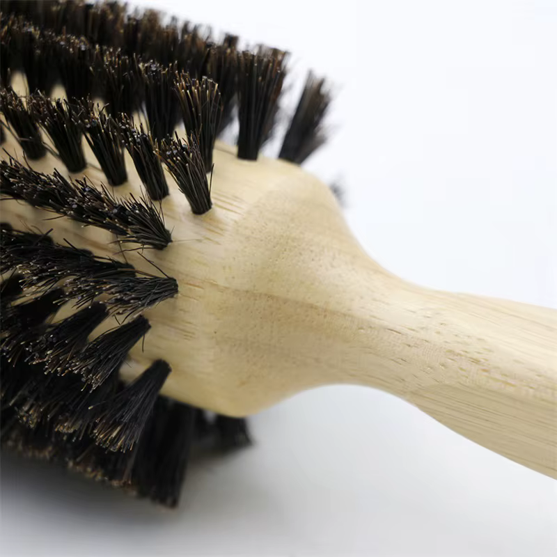 6 tailles manche en bois poils de sanglier brosse ronde queue amovible professionnel Salon de coiffure