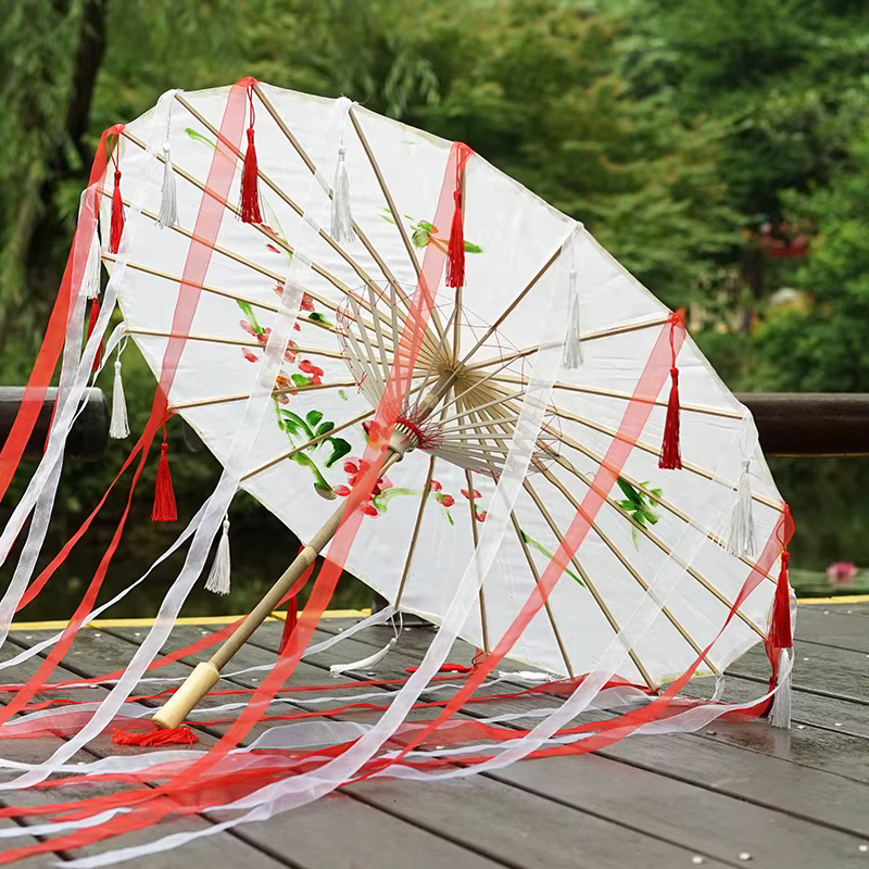 Glands chinois parapluie ruban soie parapluie Hanfu Cos parapluie accessoire Shoot ancien Costume paraguas cosplay princesse parasol