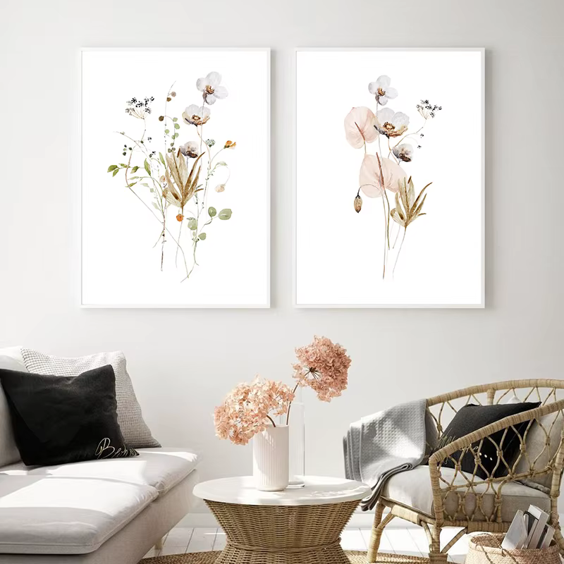 Bouquet Floral aquarelle Art peinture japonais Ikebana fleurs mur photos minimaliste affiche toile impression chambre décor à la maison