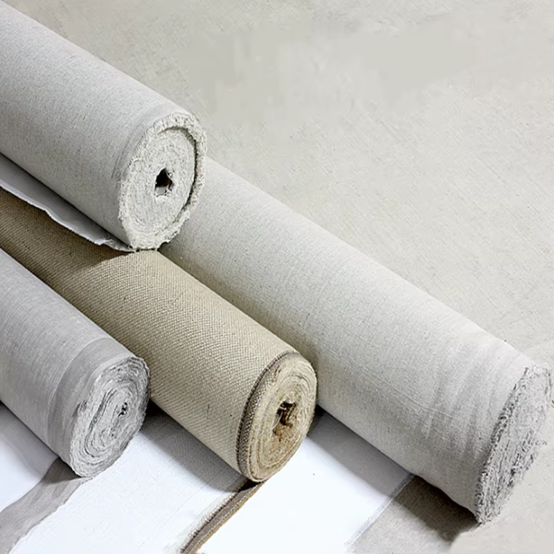 Toile vierge apprêtée en mélange de lin