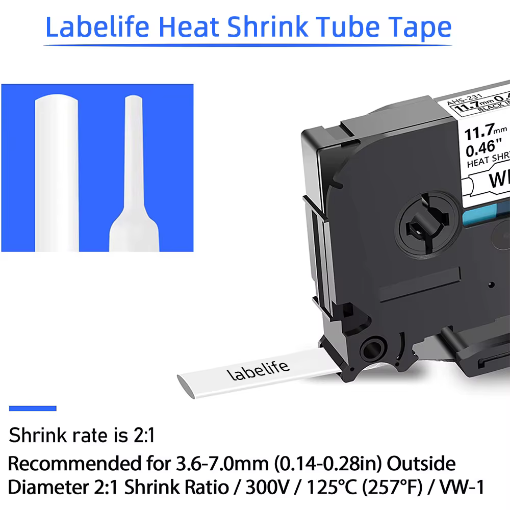 Compatible Brother Thermorétractable Tube Bande HSe-231 HSe-211 HSe-221 HSe-631 pour P-touch PT-E550W E300 E500 Execute Wcredible P900 P950W 7600