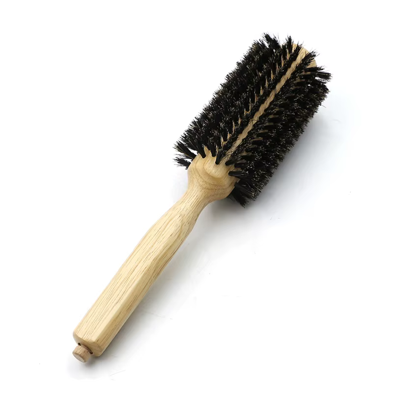 6 tailles manche en bois poils de sanglier brosse ronde queue amovible professionnel Salon de coiffure