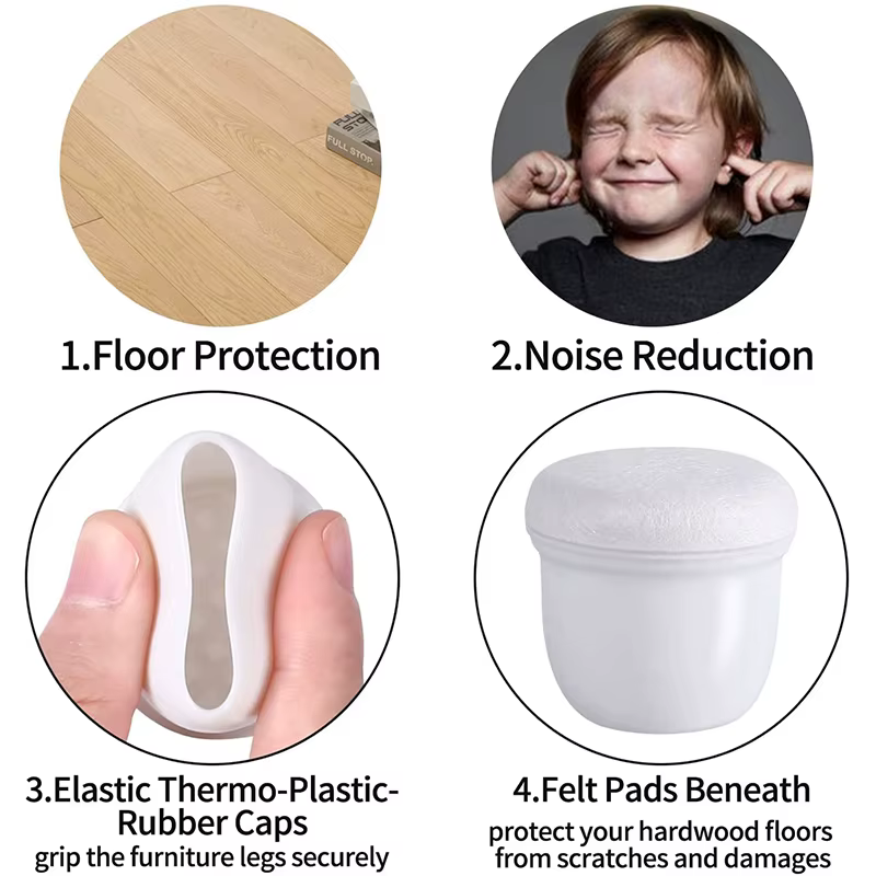 Protecteurs de pieds de chaise de table transparents