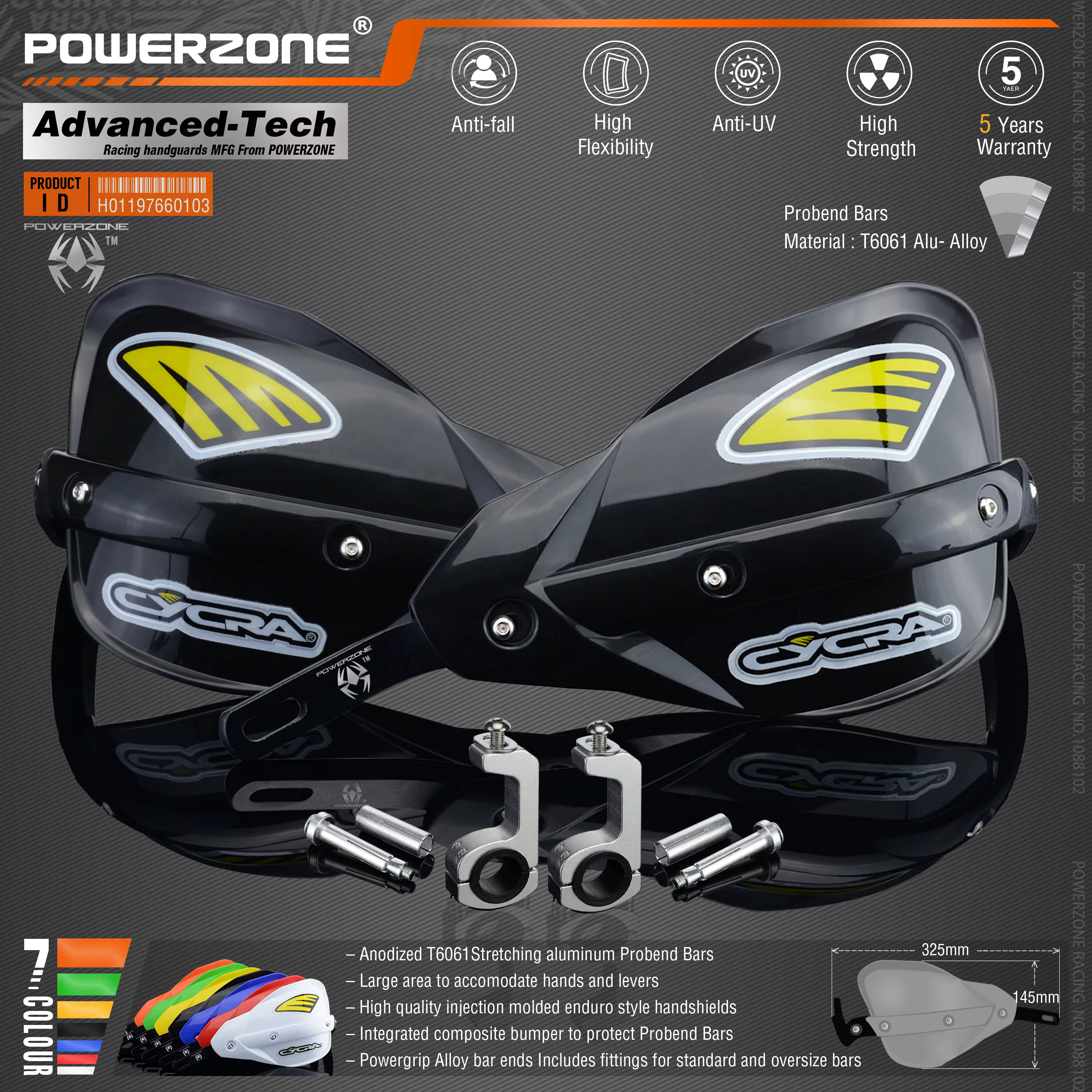 Powerzone-Protège-mains Probend pour moto Honda, guidon RL, KTM ADV EXC, Enduro Husqvarna TE, CRF, WRF, DRZ, KLX, D343 Bike