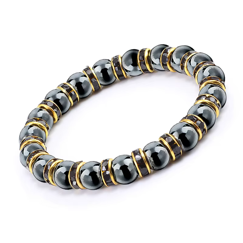 Bracelets en perles d'hématite naturelle pour hommes, non magnétiques, protection santé, bijoux pour femmes, charme, pierre de cristal, bracelet extensible et jonc