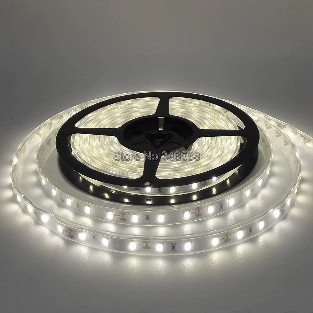 Bande lumineuse flexible à LED, 12V, 5m, 5630 5730, étanche IP20, IP65, blanc chaud/froid, rouge/vert/bleu, 4000K, 60LED/m ou 120LED/m