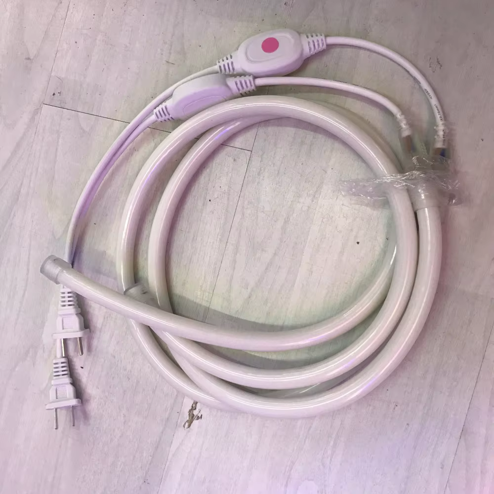 Bande lumineuse fluo LED ronde, 14mm, 360 diodes/m, AC220/DC12V UL, flexible, étanche IP68, éclairage extérieur, 5m, 10m, 50m