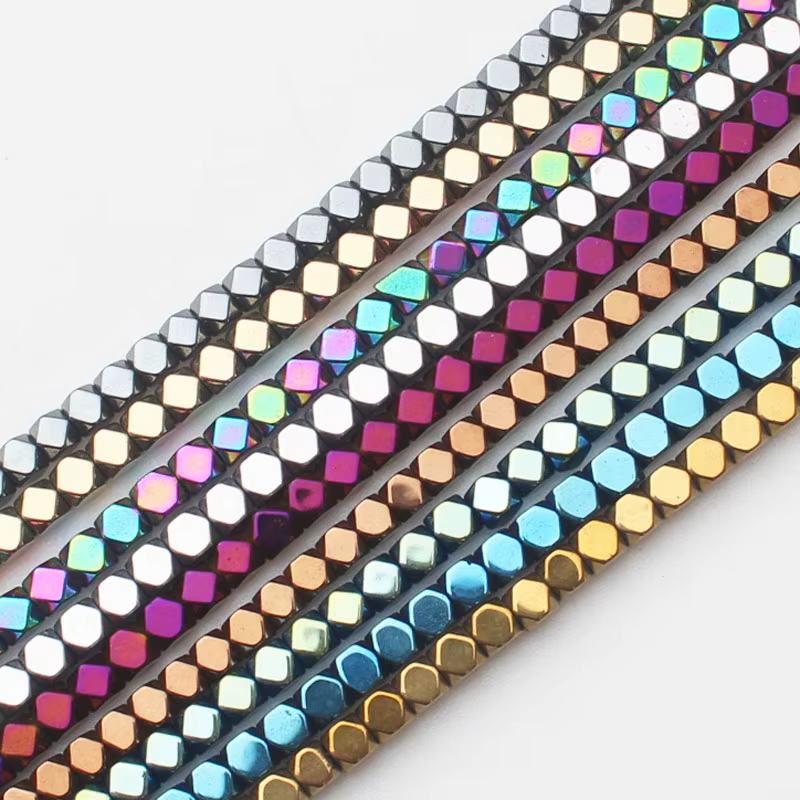 Hématite naturelle très brillante! Perles carrées en hématite à facettes de 15 pouces, pour la fabrication de bijoux de bracelets et de colliers à faire soi-même