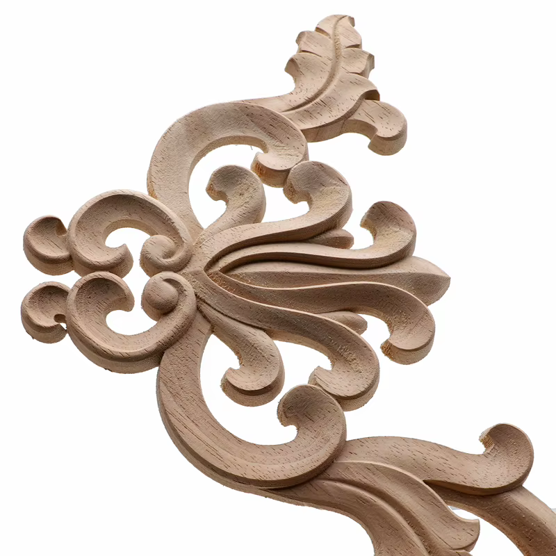 Bois sculpté coin Onlay Applique cadre porte décorer portes murales meubles décoratifs modernes 20X10CM Figurines