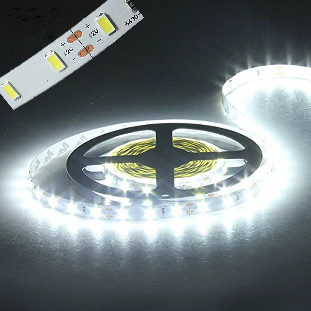 Bande lumineuse LED étanche, bande flexible, blanc naturel, blanc froid, blanc chaud, rouge, vert, bleu, 5630, 5730, 4000, 12V, 5m, 3000K, 6500K