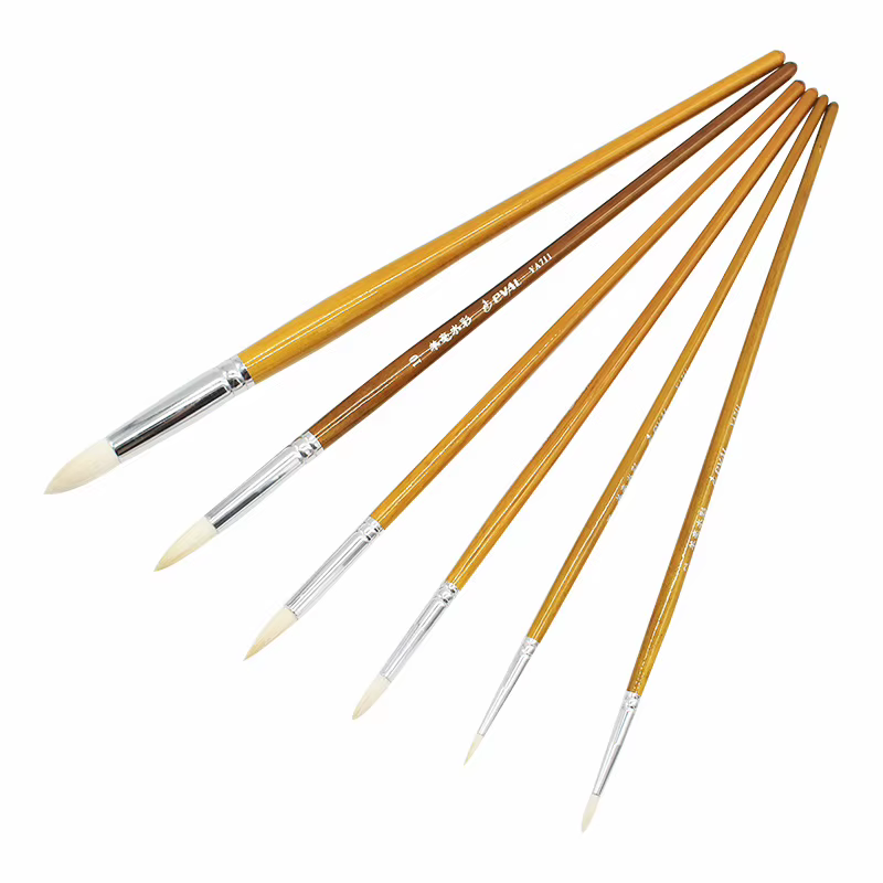 Ensemble de 6 pinceaux à pointe ronde et pointue