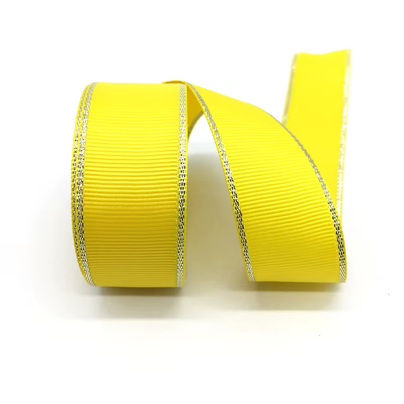 Ruban gros-grain à bord métallique argenté, 5 Yards, 1 "(25mm), décoration de mariage, emballage cadeau, nœuds de cheveux, ruban de noël à faire soi-même