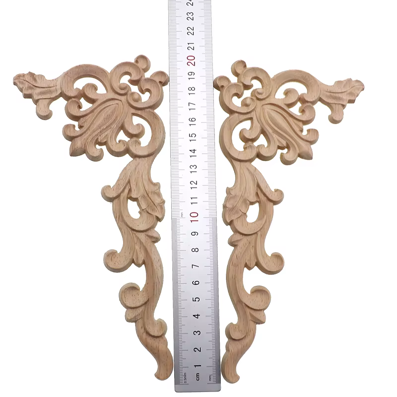 Bois sculpté coin Onlay Applique cadre porte décorer portes murales meubles décoratifs modernes 20X10CM Figurines