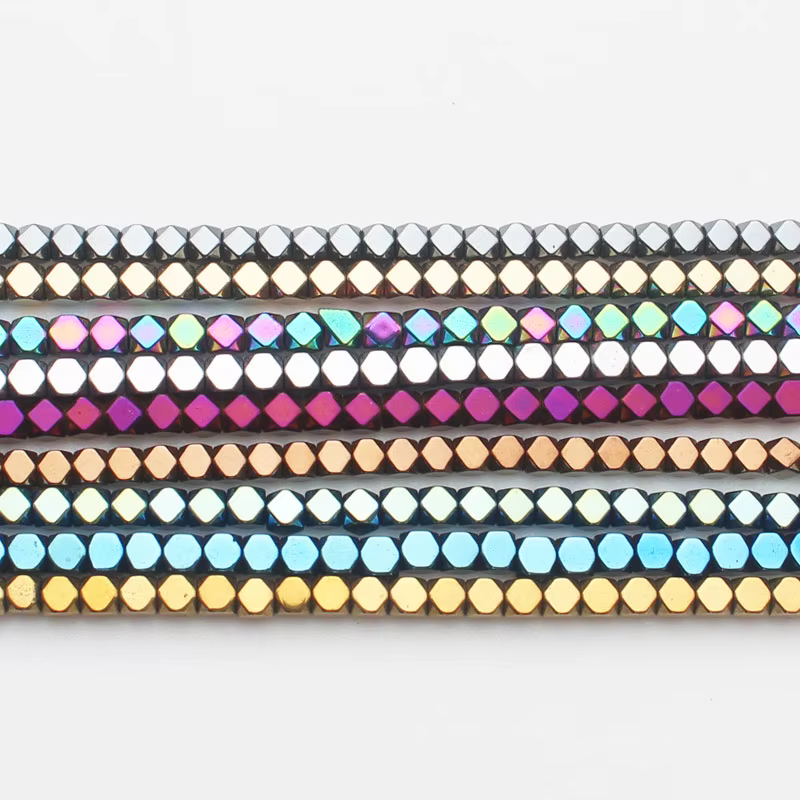 Hématite naturelle très brillante! Perles carrées en hématite à facettes de 15 pouces, pour la fabrication de bijoux de bracelets et de colliers à faire soi-même