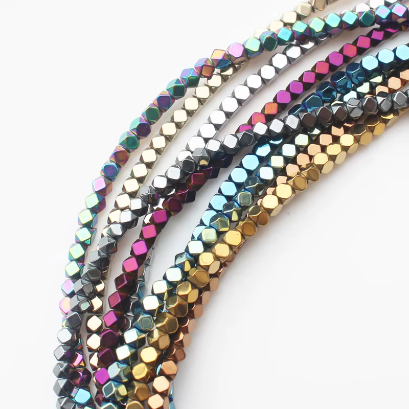 Hématite naturelle très brillante! Perles carrées en hématite à facettes de 15 pouces, pour la fabrication de bijoux de bracelets et de colliers à faire soi-même