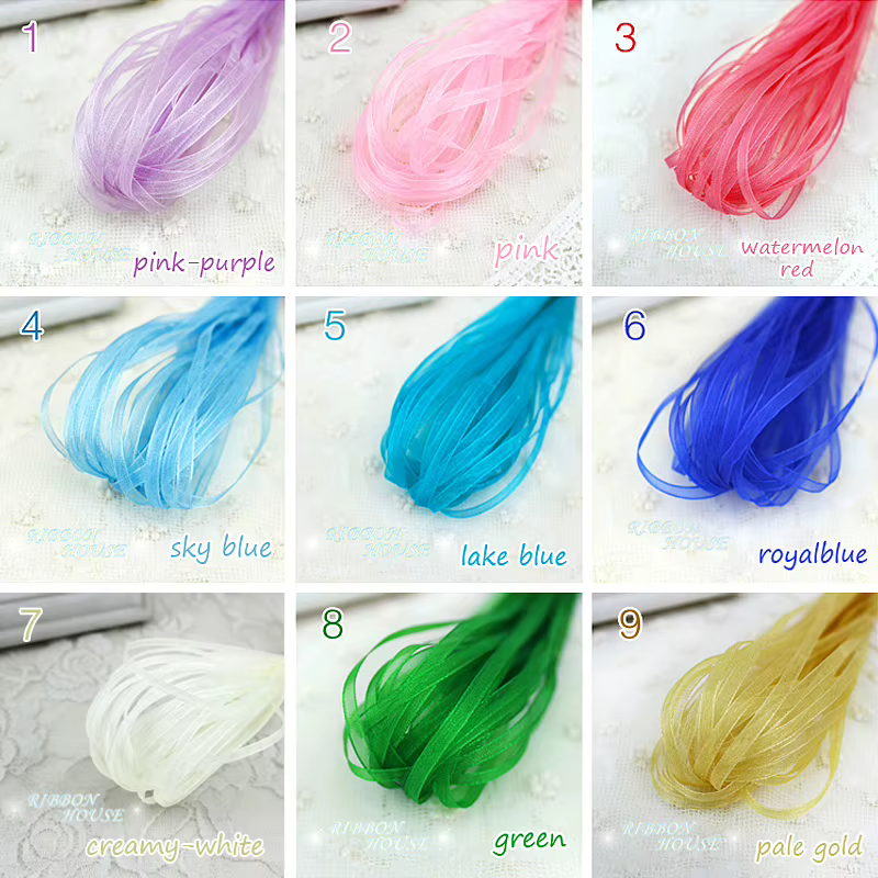 (40 mètres/lot) Rubans en organza de 3 mm