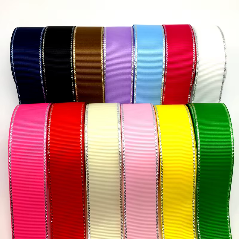 Ruban gros-grain à bord métallique argenté, 5 Yards, 1 "(25mm), décoration de mariage, emballage cadeau, nœuds de cheveux, ruban de noël à faire soi-même