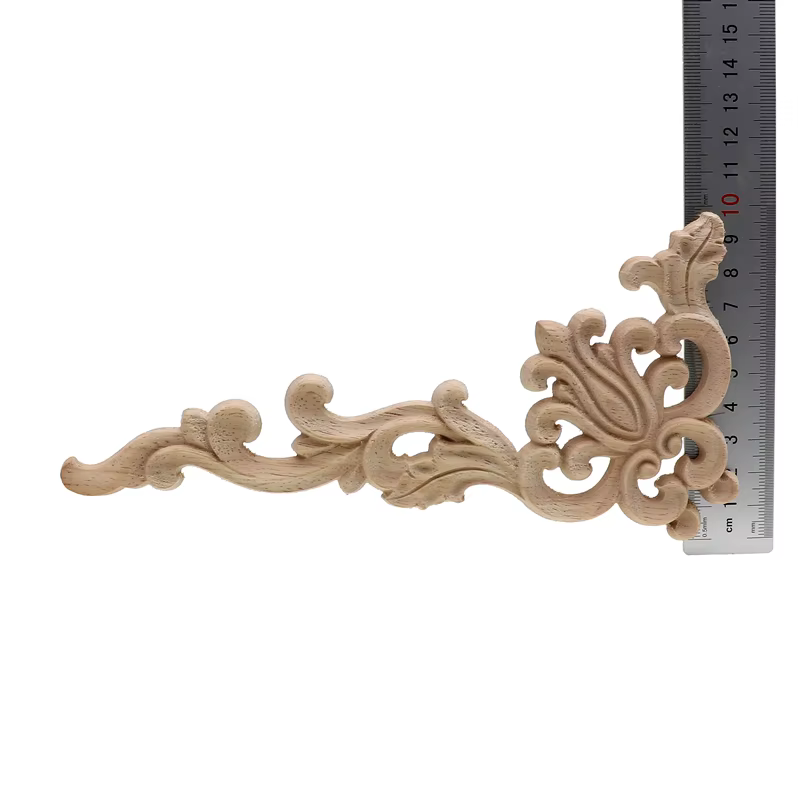 Bois sculpté coin Onlay Applique cadre porte décorer portes murales meubles décoratifs modernes 20X10CM Figurines