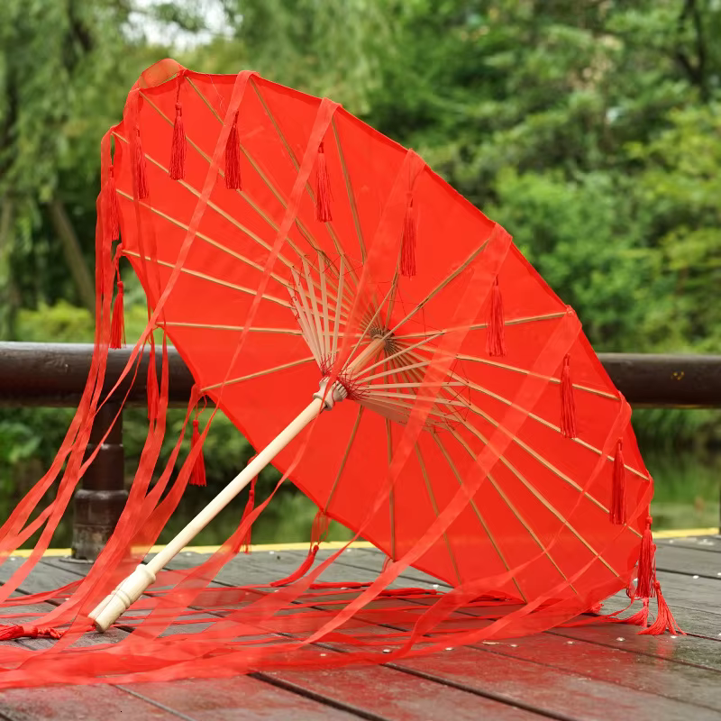 Glands chinois parapluie ruban soie parapluie Hanfu Cos parapluie accessoire Shoot ancien Costume paraguas cosplay princesse parasol