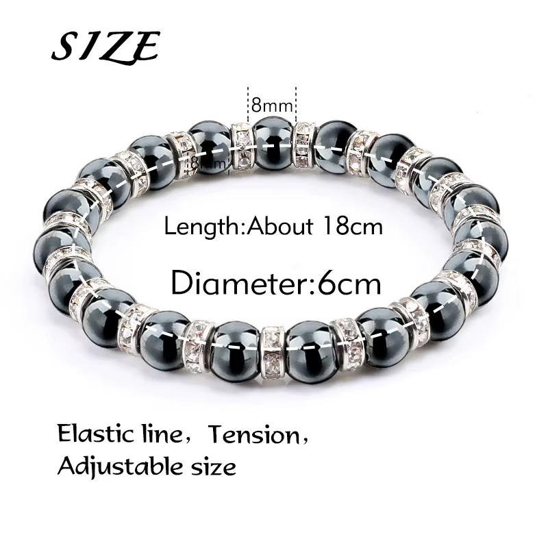Bracelets en perles d'hématite naturelle pour hommes, non magnétiques, protection santé, bijoux pour femmes, charme, pierre de cristal, bracelet extensible et jonc