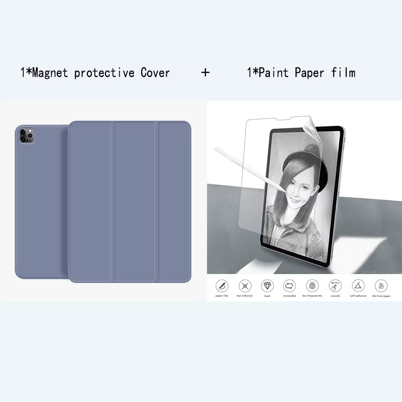 Support de tablette avec clip de protection pour iPad Pro 12.9, étui arrière magnétique Leic-fold pour iPad Air 5 Film, housse pour Pro 11 2022, 10th M2