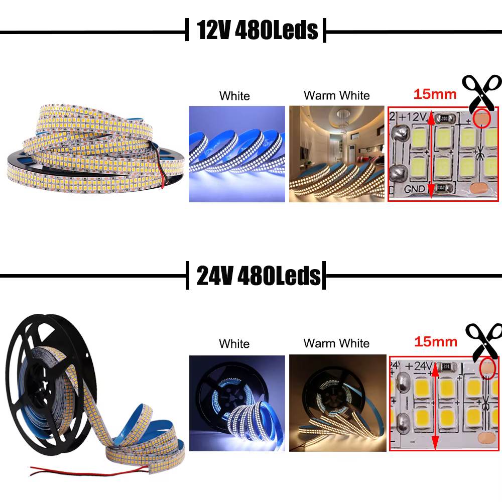 Bande LED SMD2835 12V 24V 5m 10m 15m 20m