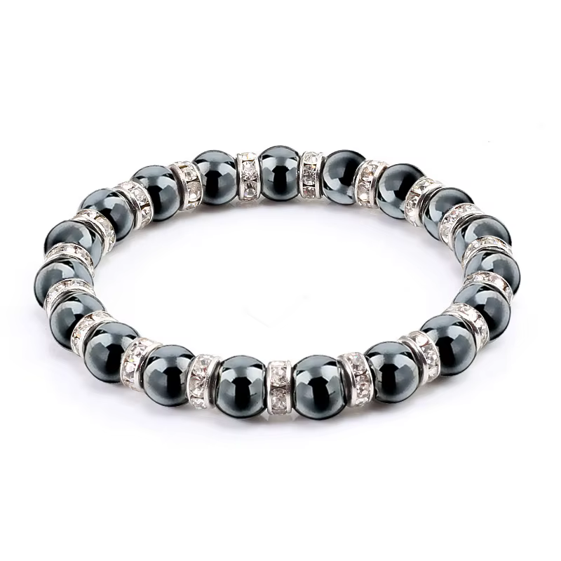 Bracelets en perles d'hématite naturelle pour hommes, non magnétiques, protection santé, bijoux pour femmes, charme, pierre de cristal, bracelet extensible et jonc