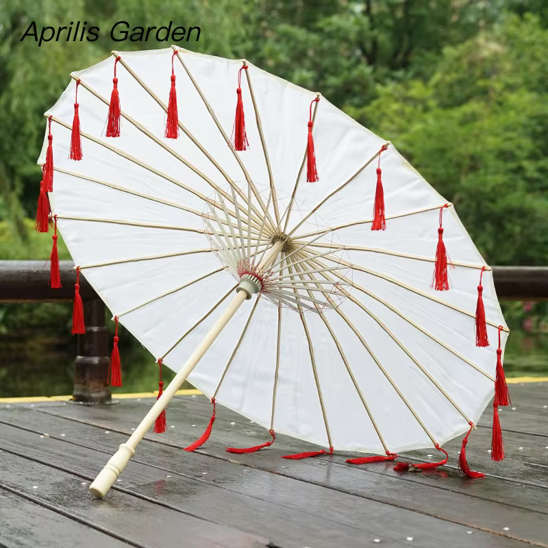 Glands chinois parapluie ruban soie parapluie Hanfu Cos parapluie accessoire Shoot ancien Costume paraguas cosplay princesse parasol