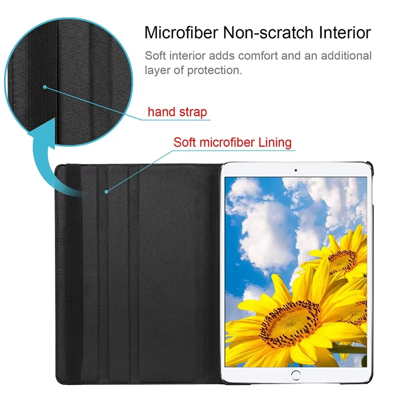 Pour iPad Pro 12.9 2018 2020 2021 2022 2015/2017 Étui en cuir intelligent 360 °   Coque de protection pour fonction rotation et réveil du sommeil