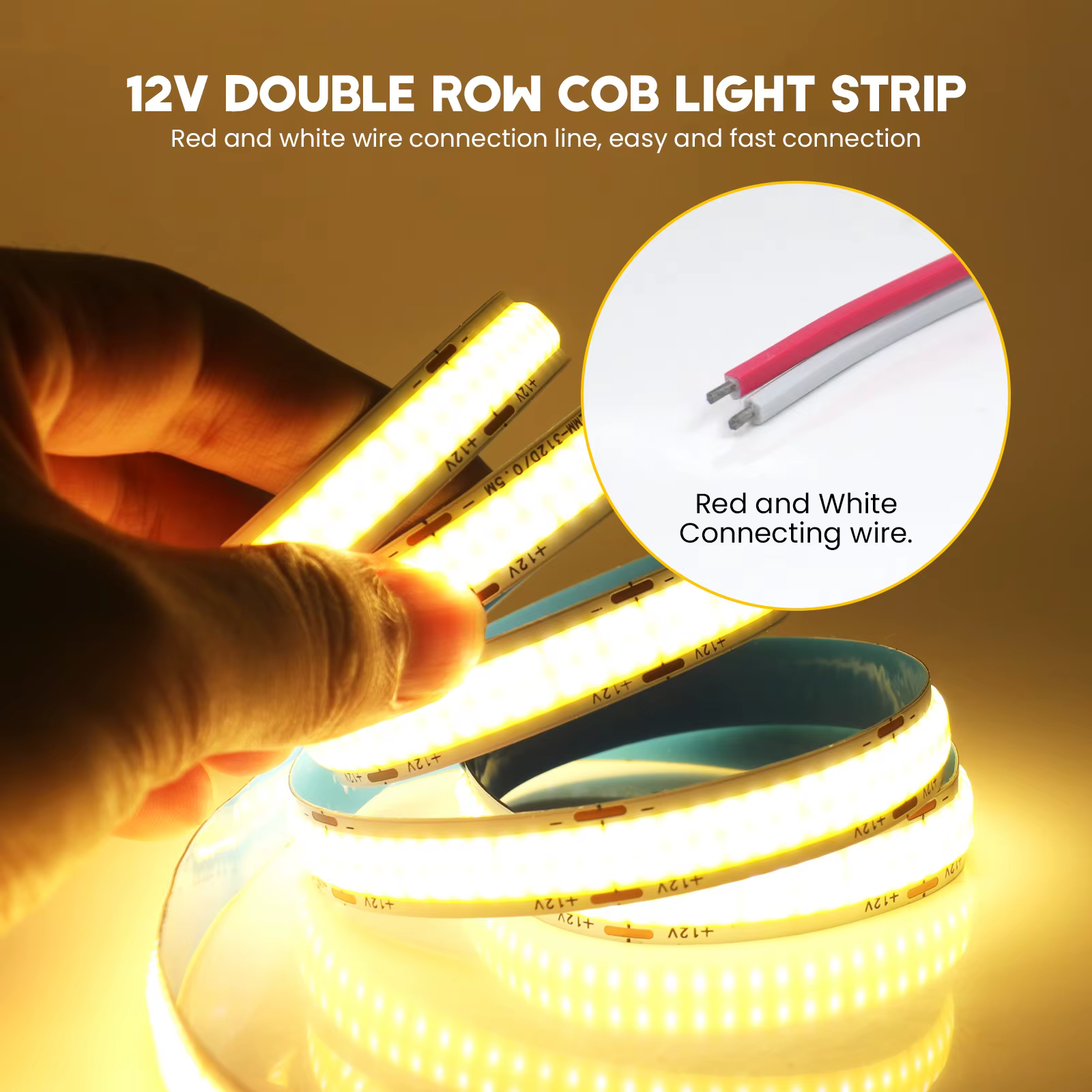 Bande lumineuse flexible à LED COB, 12V, 24V, 600 gible/m, haute luminosité, FOB, double nucléoRA90, 3000K, 4000K, 6000K, intensité variable