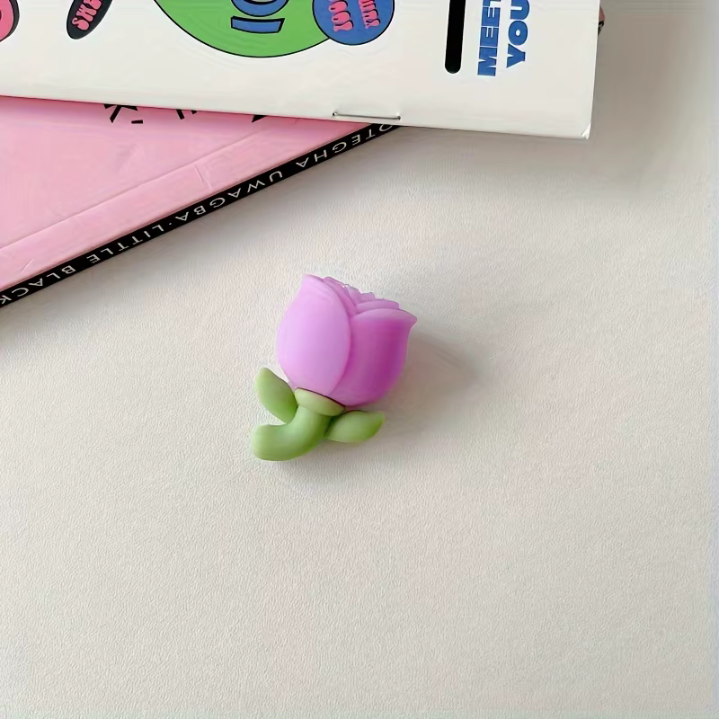 Protecteur de câble conçu en forme de fleur de tulipe, 4 pièces, protège et décorer le câble de données du téléphone, mignon et Durable