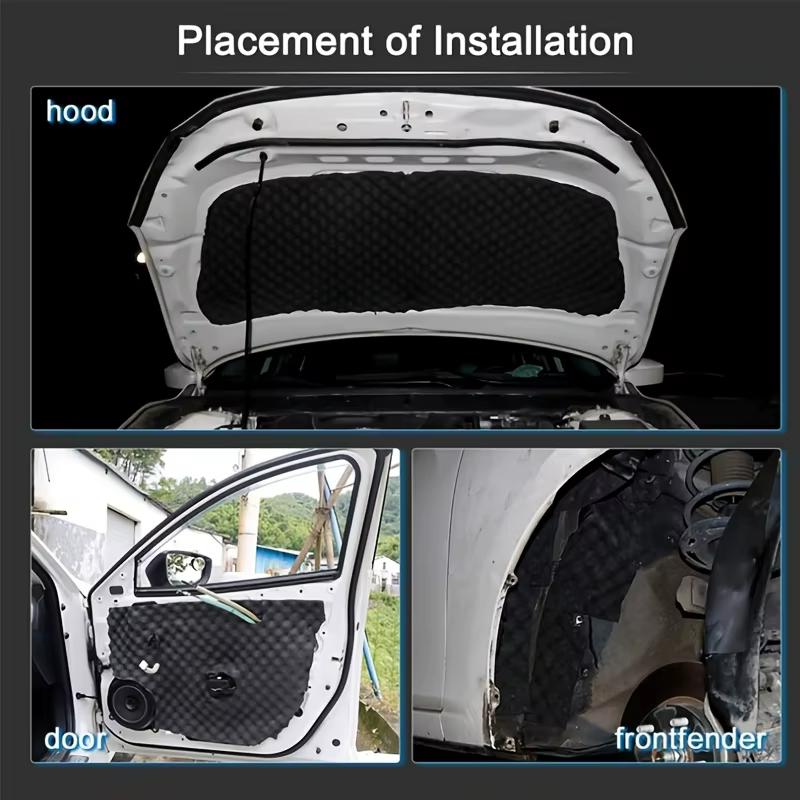 Panneaux noirs d'épaisseur de coton d'isolation insonorisante auto-adhésifs haute densité pour murs isolation d'insonorisation pour voiture
