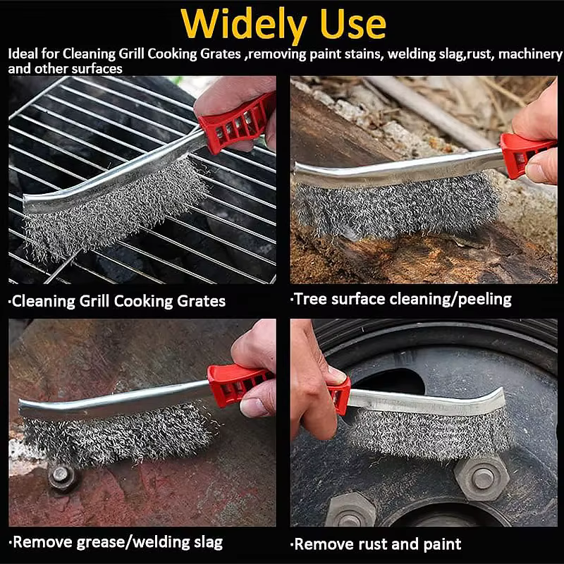 Brosse métallique en acier/brosse à rouleau antirouille en bois