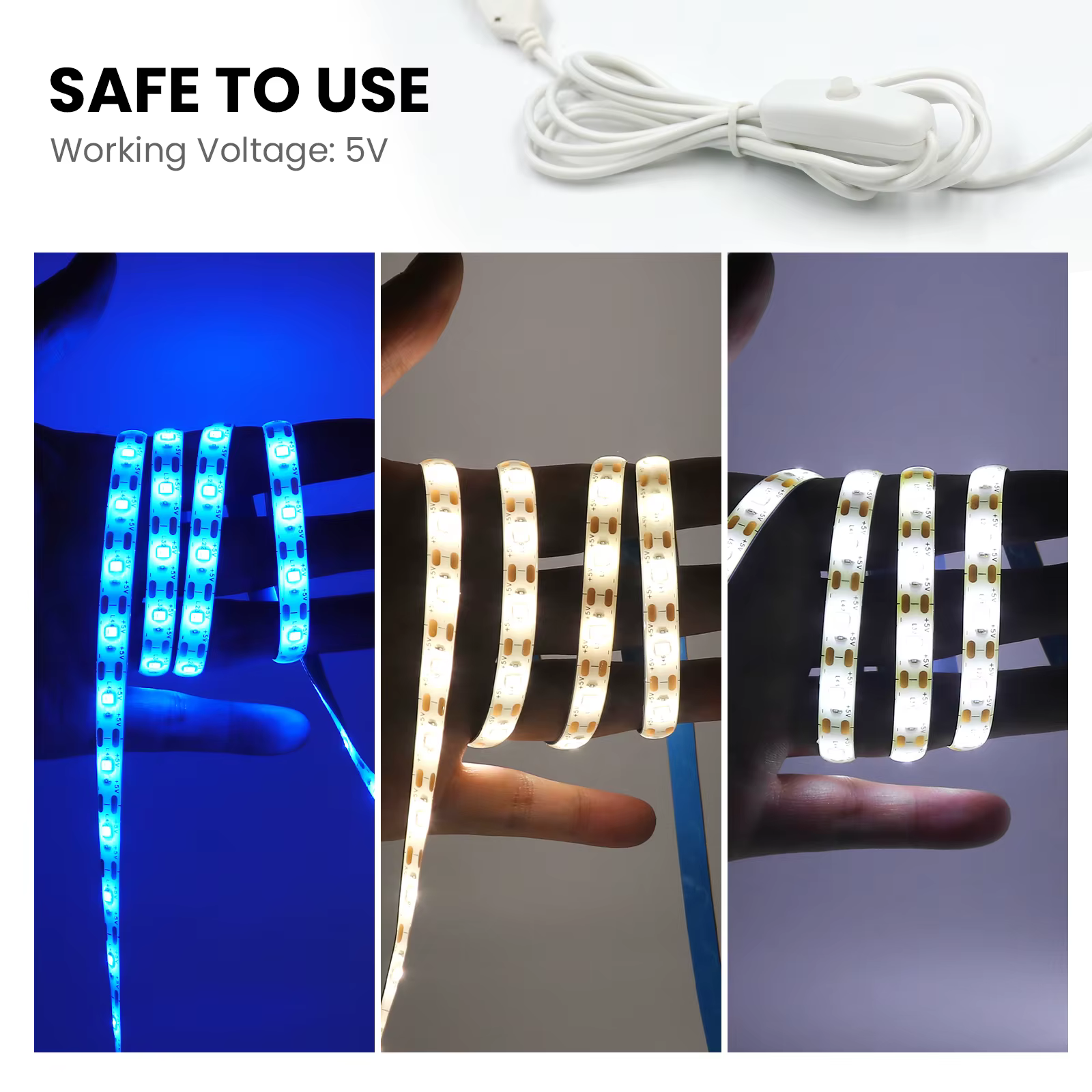 5V 2835 LED bande lumineuse USB 60 LED s/m Flexible Fita LED bande avec interrupteur blanc chaud blanc LED étanche lumières pour la décoration de la pièce