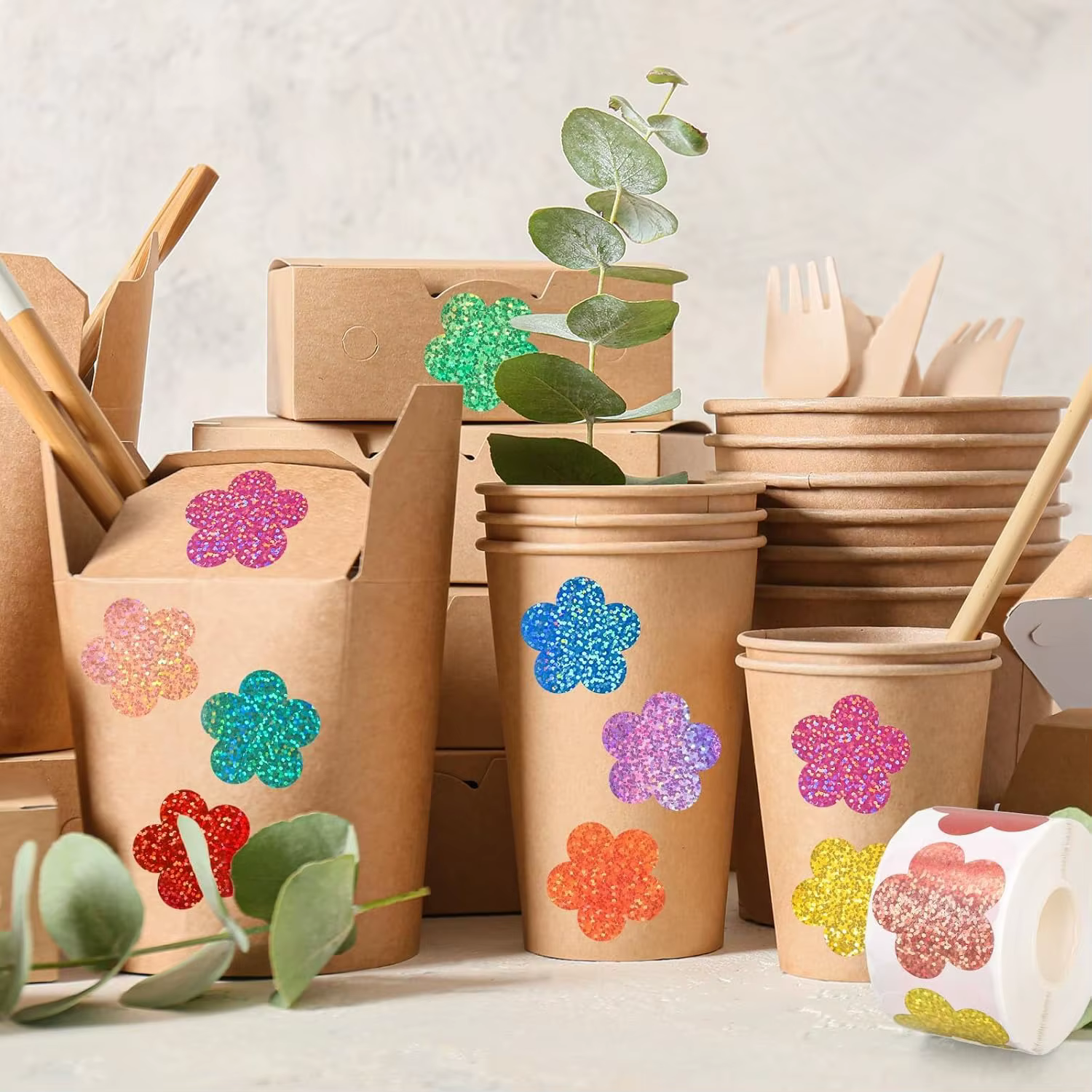 Rouleau d'autocollants de fleurs Laser
