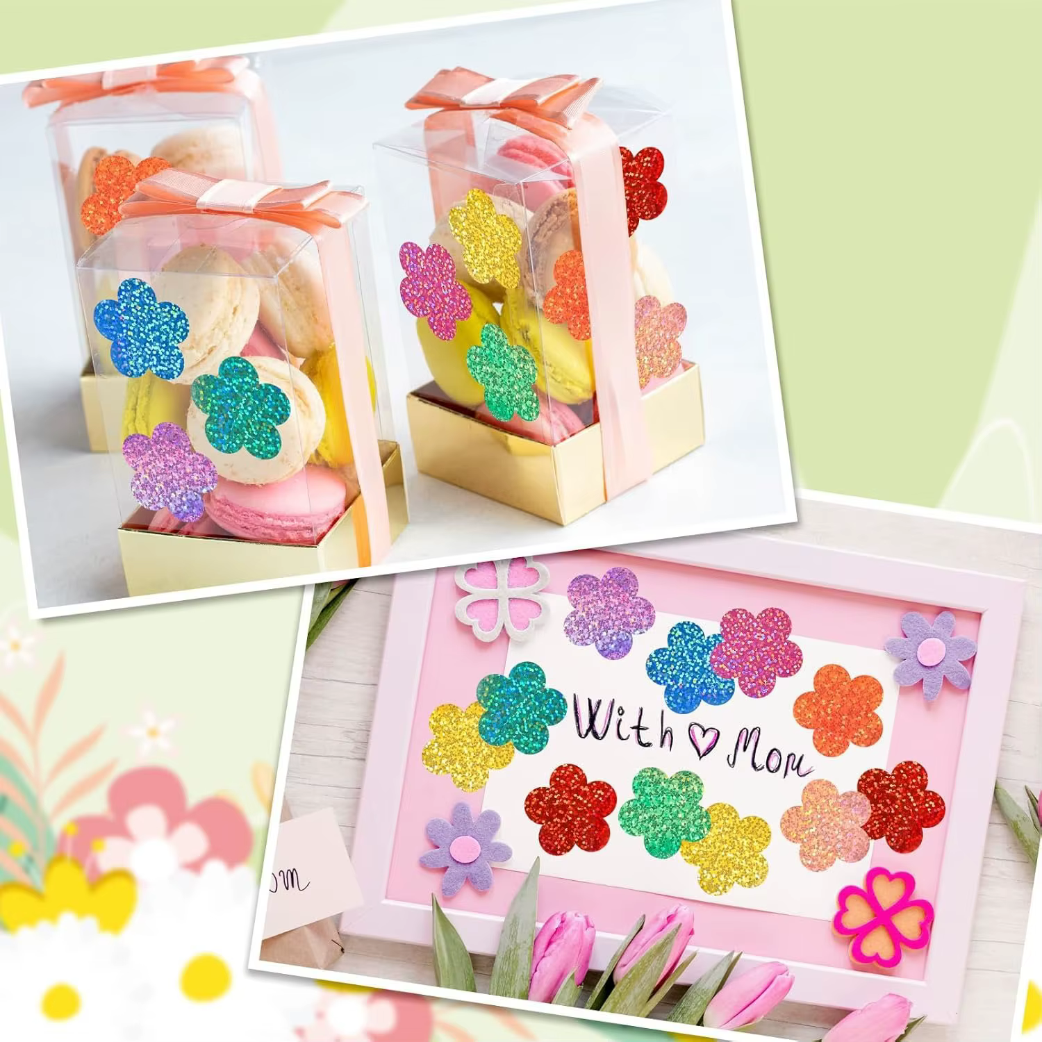 Rouleau d'autocollants de fleurs Laser