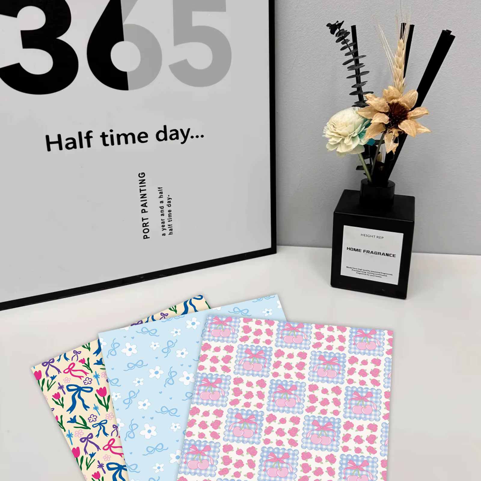 Ruban à nœud et papier artisanal décoratif Floral