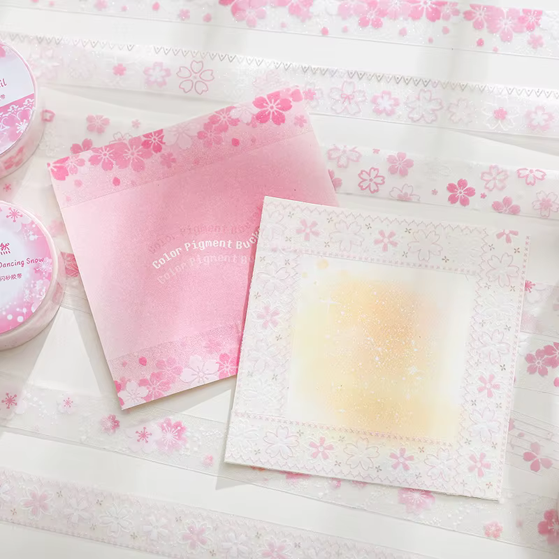 1 à 8 rouleaux de rubans et autocollants de scrapbooking à motif fleurs de cerisier printanières