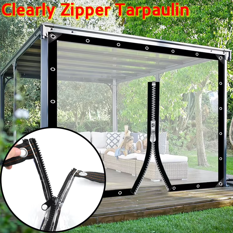 Bâche transparente personnalisée à fermeture éclair