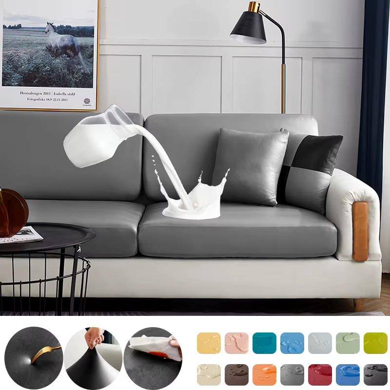 Housse de coussin de canapé en cuir PU
