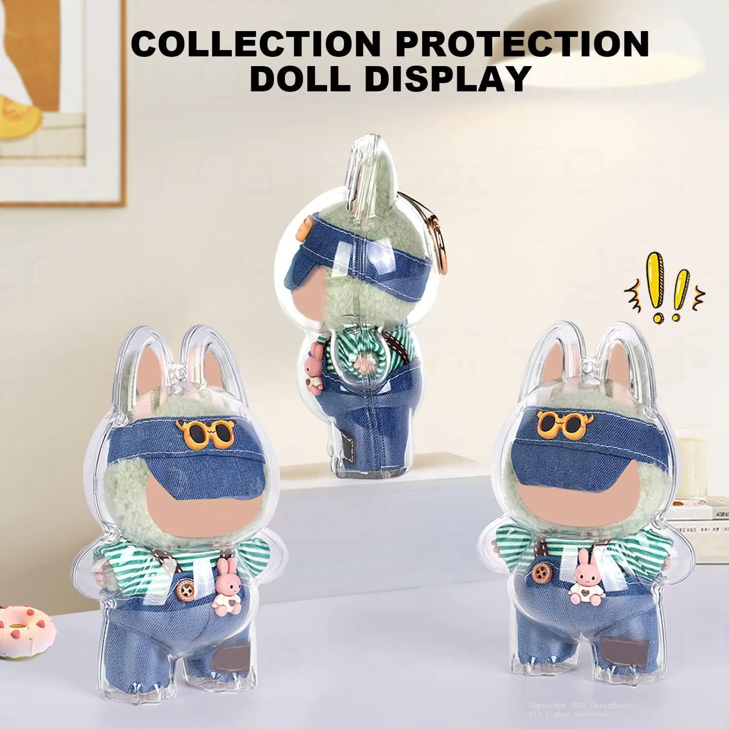 Étui de protection pour poupée Labubu V1 V2 V3V4, vitrine en plastique acrylique pour série debout et siège avec porte-clés, 1 à 3 pièces