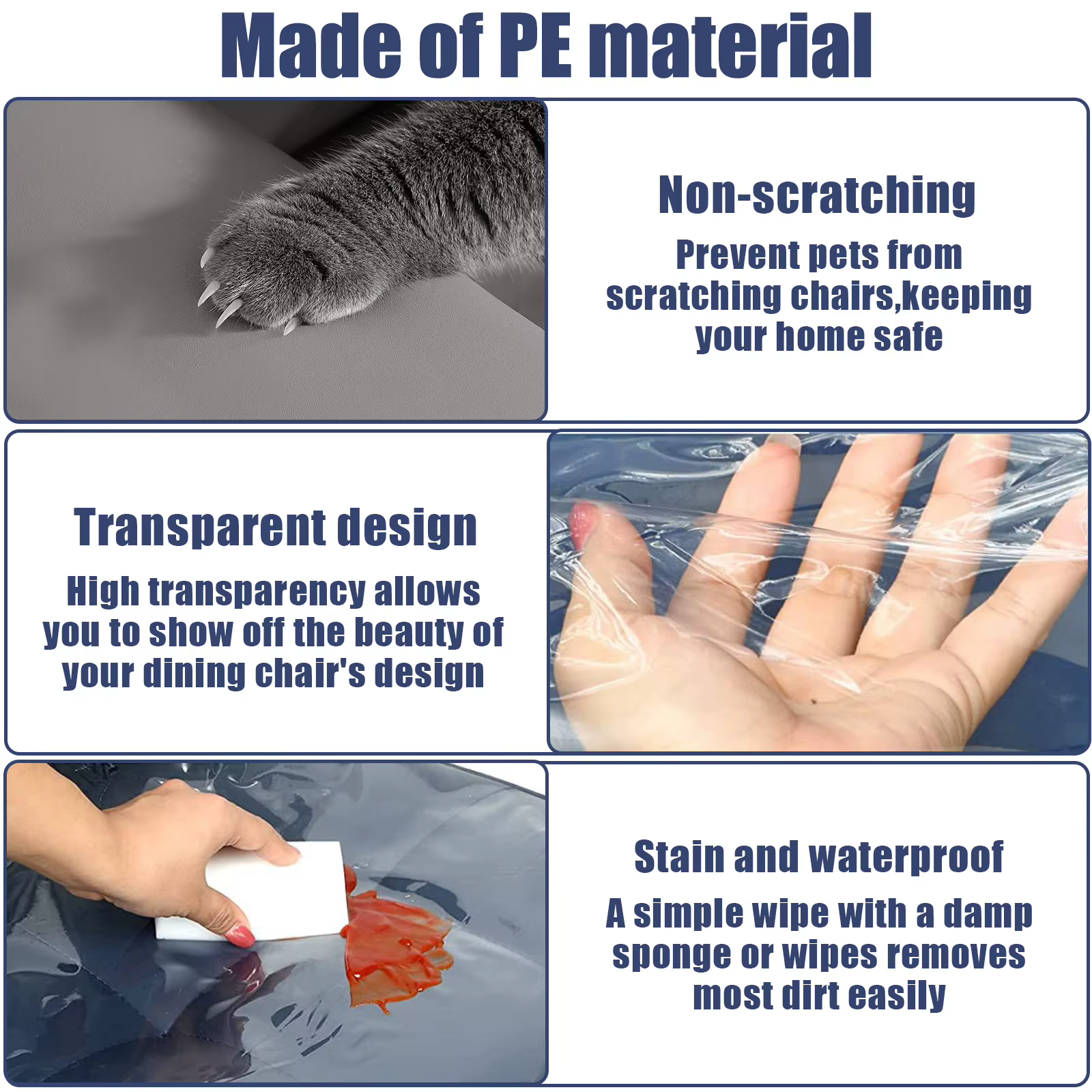 Housse de canapé en plastique pour animaux de compagnie, transparente, anti-rayures pour chat, imperméable, pour la Protection contre les griffes de chien et de chat