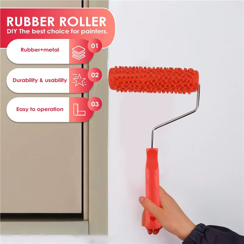 Rouleau de peinture goutte de pluie en relief A69e7inch avec poignée en plastique pour la décoration murale