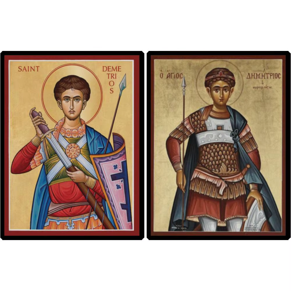 Saint Demétrios de Thessaloniki icône orthodoxe grecque HD toile impression militaire byzantin