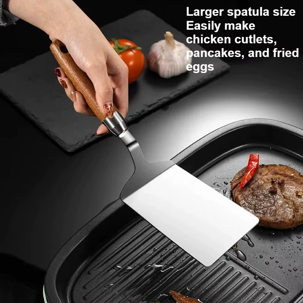 Spatule en acier inoxydable avec manche en bois