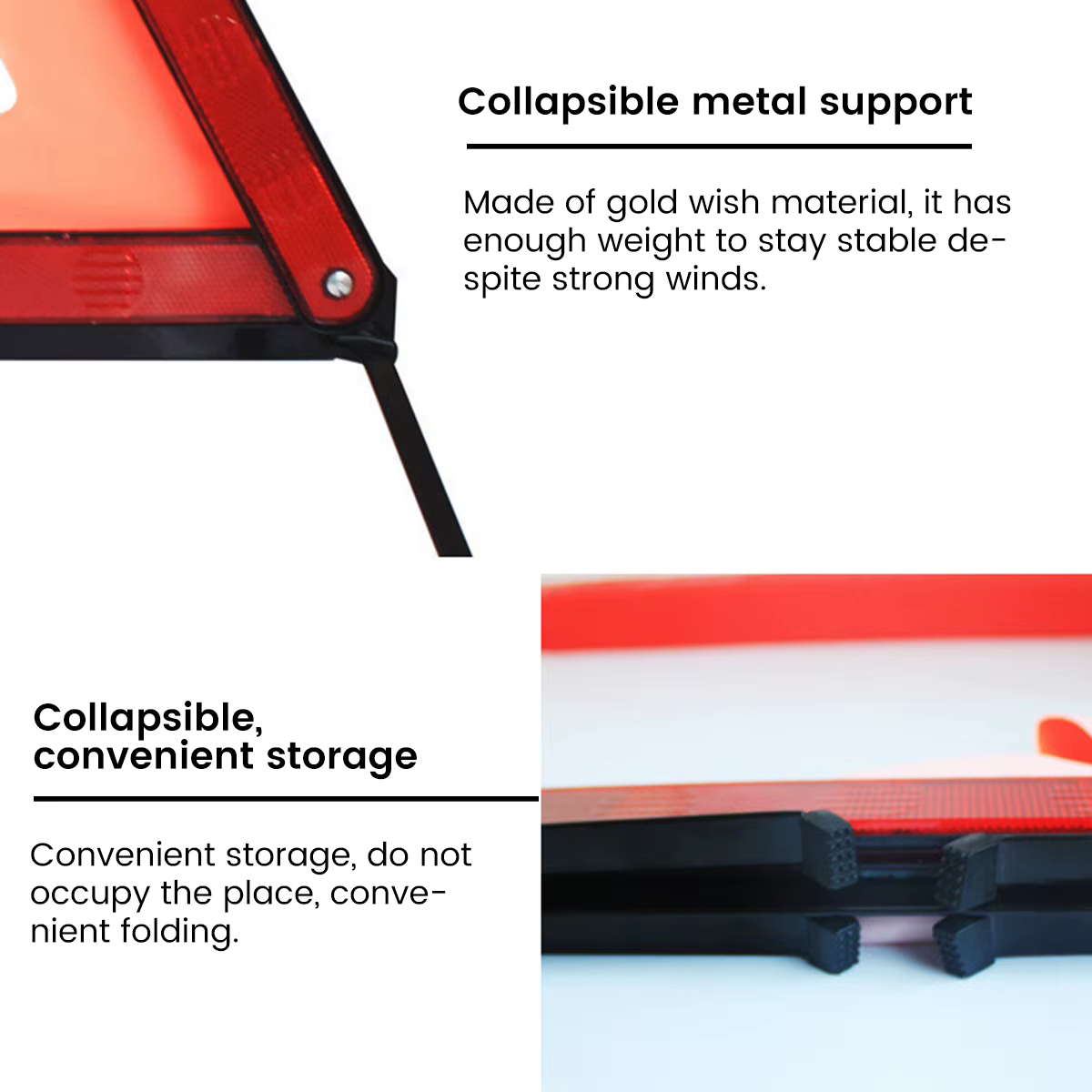 Triangle de coulée d'iode pliable pour les urgences de sécurité, véhicule de route, voiture
