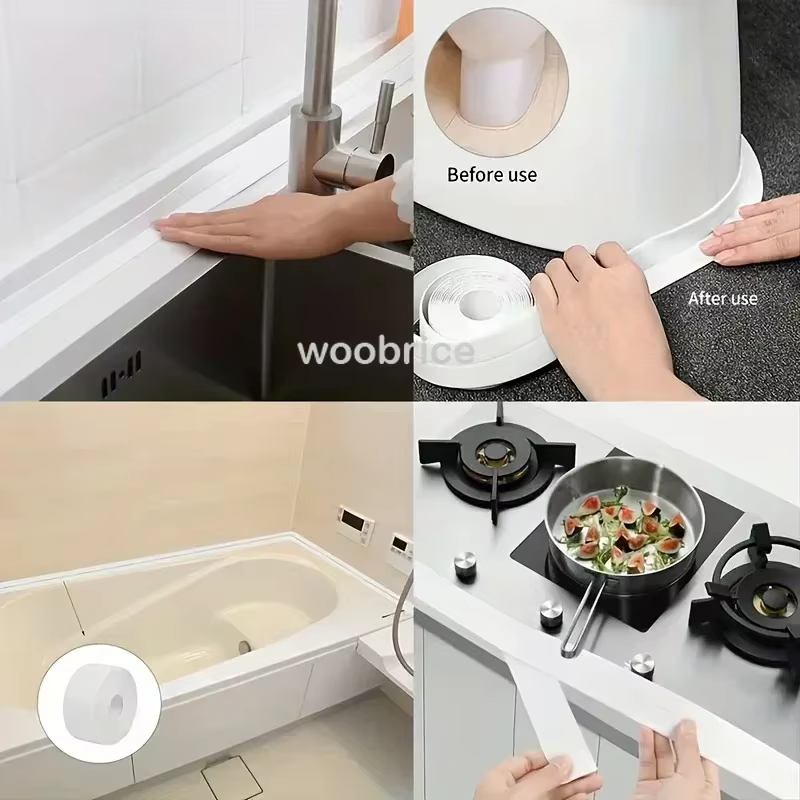 1 rouleau de ruban d'étanchéité en PVC pour salle de bains et cuisine