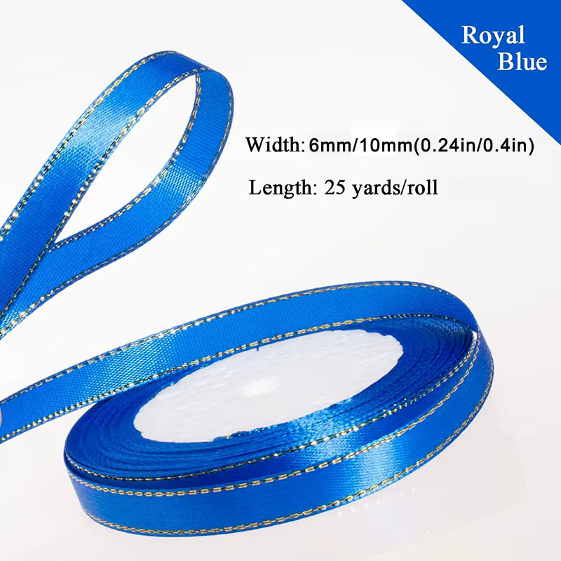 Ruban en satin à bordure dorée de 25 yards